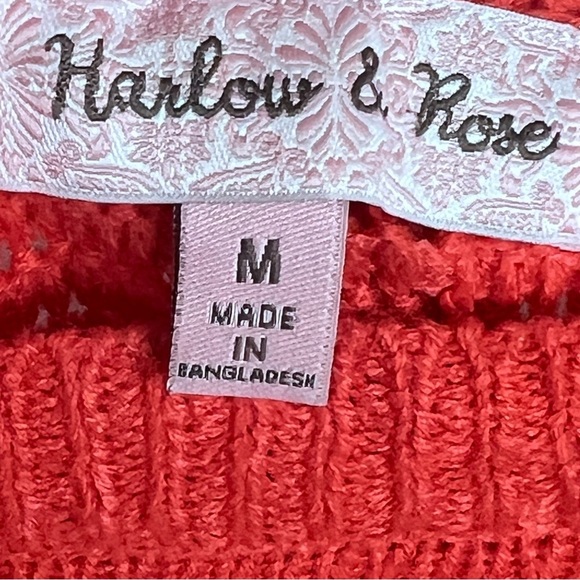 Harlow & Rose OrangeKnit Button Front Cardigan Sweater Size M Open Weave Acrylic - Picture 2 of 5